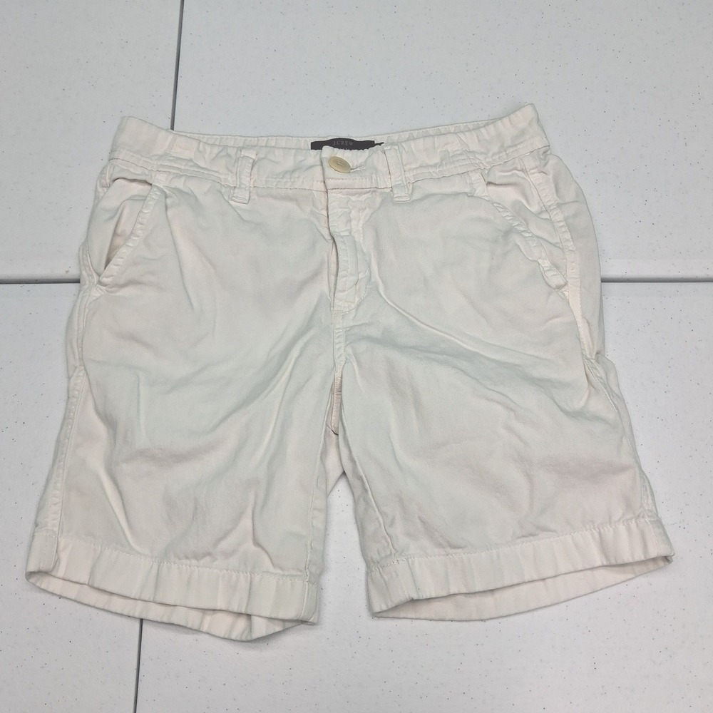 J.Crew Chino Shorts 00 Cream Off-White Preppy Coastal Summer Classic Z750